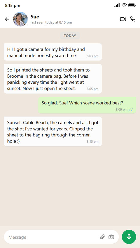 Someone printed the sheets and took them on a trip in the camera bag