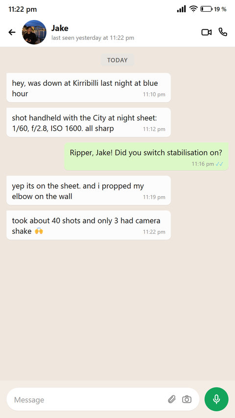 Someone writes about the City at night sheet, shooting at Kirribilli